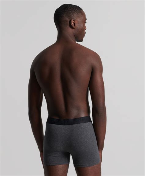 Mens Organic Cotton Boxer Triple Pack In Blackcharcoalgrey Superdry