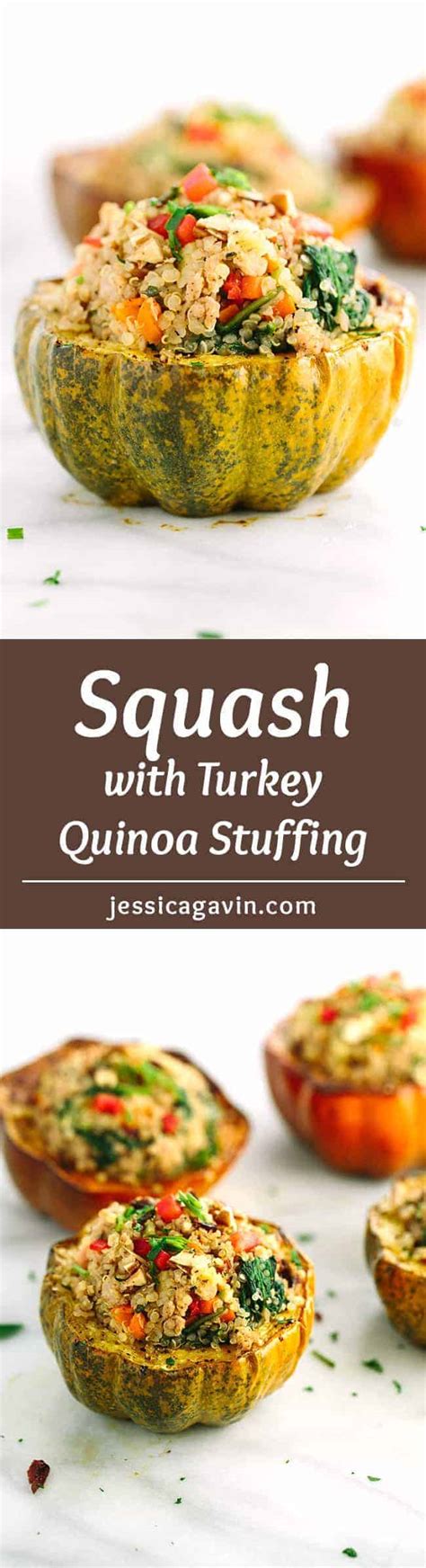 Roasted Acorn Squash With Turkey Quinoa Stuffing Jessica Gavin
