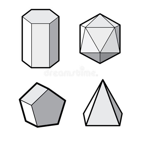 Set Of Basic Geometric Shapes Geometric Solids Vector Isolated On A
