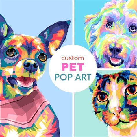 Custom Pet Portrait On Canvas Customized Dog Pop Art Etsy