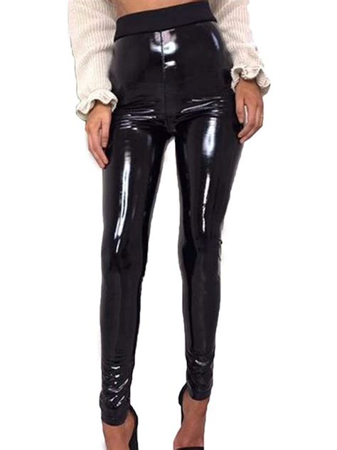 world renowned fashion site women ladies high shine vinyl pvc wet look faux leather trouser