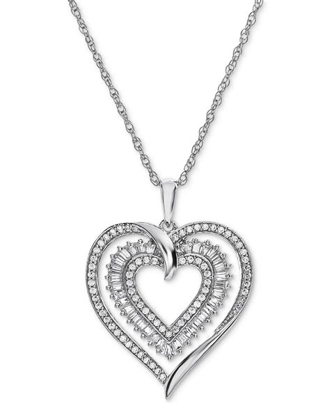 Lyst Macys Diamond Heart Openwork Pendant Necklace 12 Ct Tw In