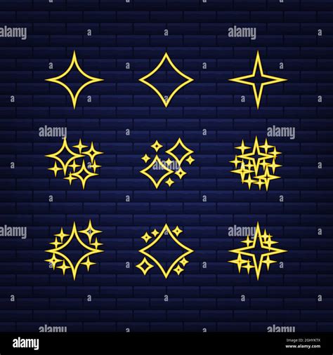 Gold Sparkles Symbols Vector Neon Icon The Set Of Original Vector