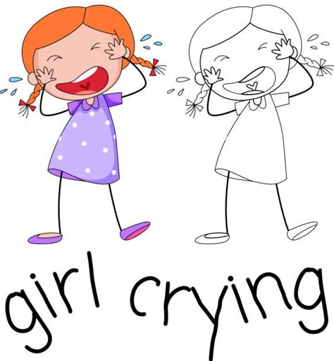 Drawing Of A Girl Crying Art Illustrations Royalty Free Vector