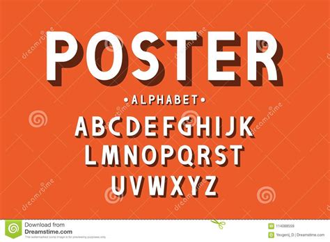 Retro Bold Font And Alphabet Strong Letters With Long Shadows In Retro