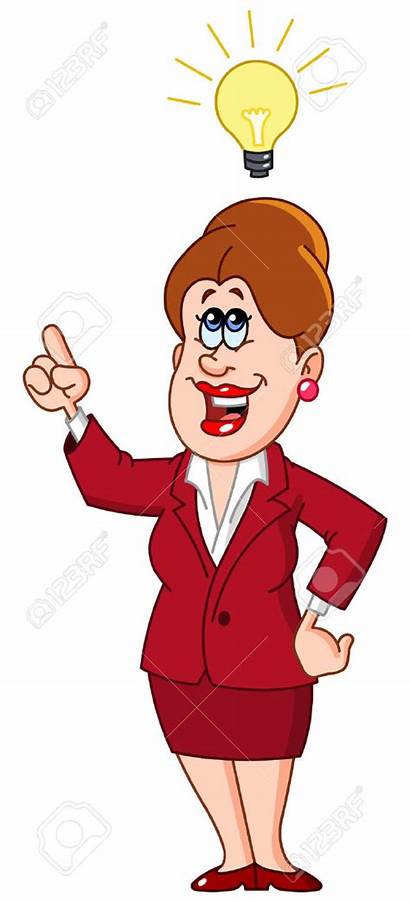 Boss Female Clipart Happy Bulb Cartoon Clip