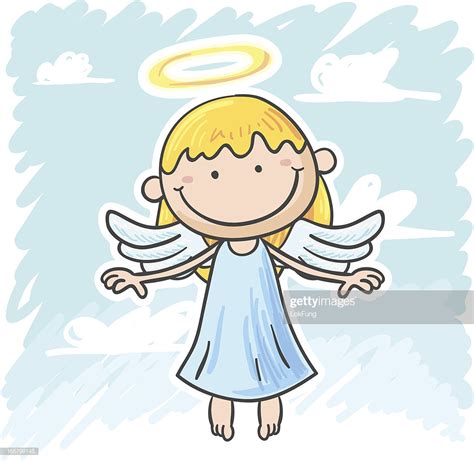 Little Angel Girl Cartoon Character High Res Vector