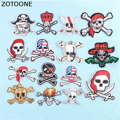 Zotoone Embroidered Patches Fashion Skull Punk Iron On Patch For