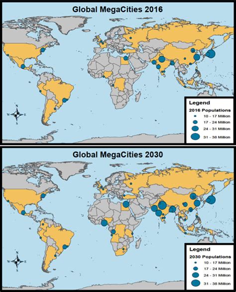 1 Global Megacities In 2016 And Estimated Megacities By 2030 Data