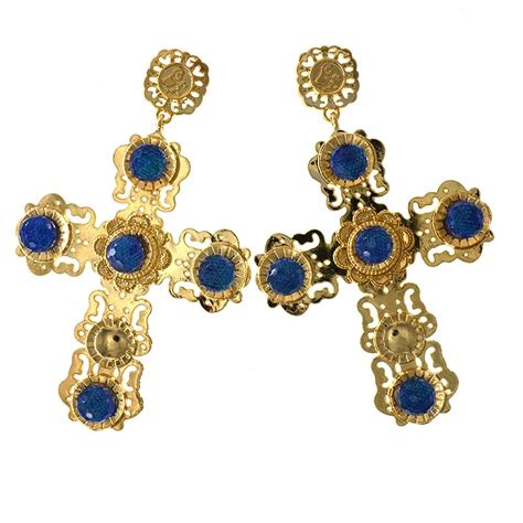 Svex Vintage Baroque Earring European Fashion Big Cross Earring Gold