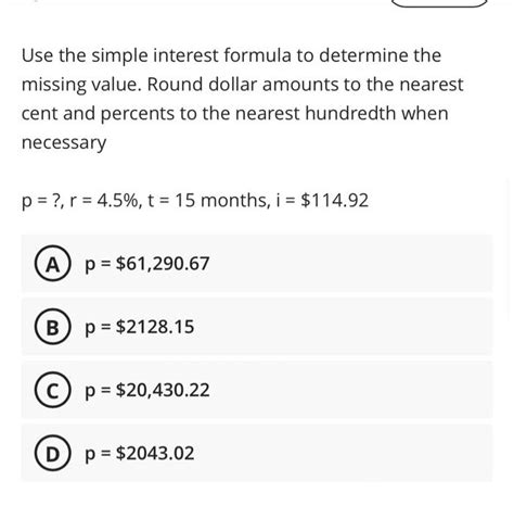 Solved Use The Simple Interest Formula To Determine The