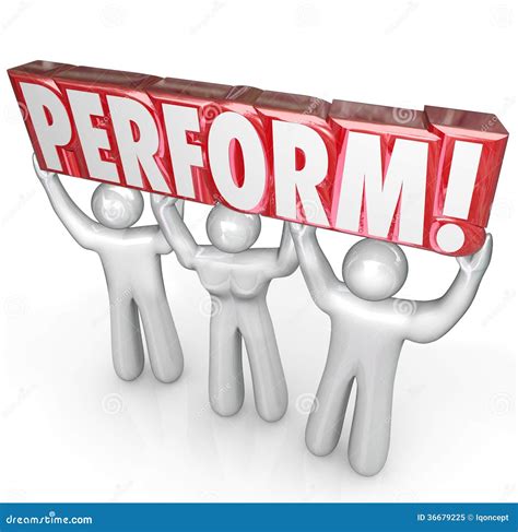 Perform People Lifting Words Take Action Implement Job Task Stock