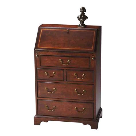 A secretary desk or escritoire is made of a base of wide drawers topped by a desk with a hinged desktop surface, which is in turn topped by a bookcase usually closed with a pair of doors, often made of glass. Cherry Secretary Desk with Hutch - Home Furniture Design