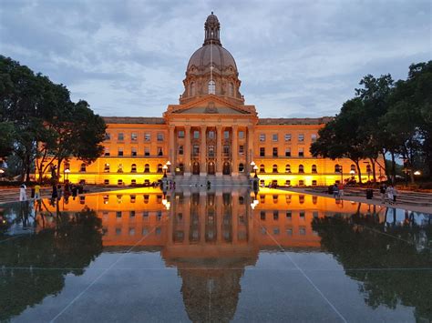 Alberta Legislature Building At Twilight Edmonton Canada