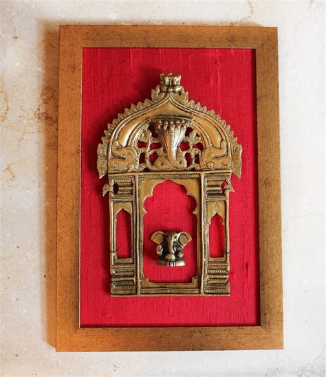 Vintage Brass Temple Frame Prabhavali With The Mythical Yali And Lord