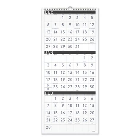 At A Glance® Contemporary Three Monthly Reference Wall Calendar 12 X