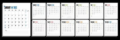Calendar 2022 Year Planner Stock Vector Illustration Of Starts