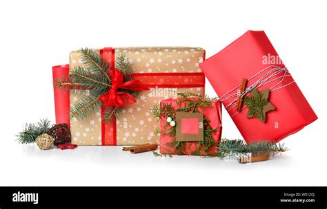 Beautiful Christmas T Boxes On White Background Stock Photo Alamy