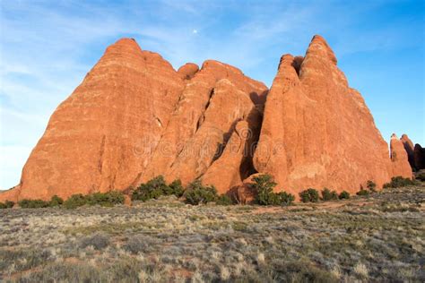 Arches National Park Rocks Red Desert Mountain Landscape Stock Image