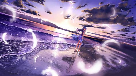 Anime Girl Beach Mystery Wallpaper