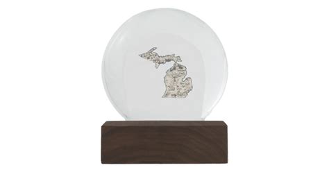 Michigan Vintage Picture Map Snow Globe