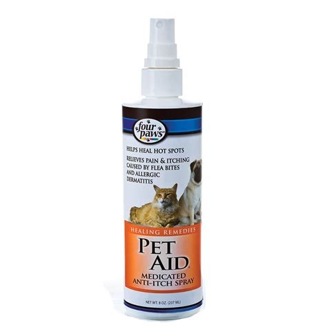 Four Paws Pet Aid Medicated Anti Itch Spray For Dogs And Cats 8 Oz