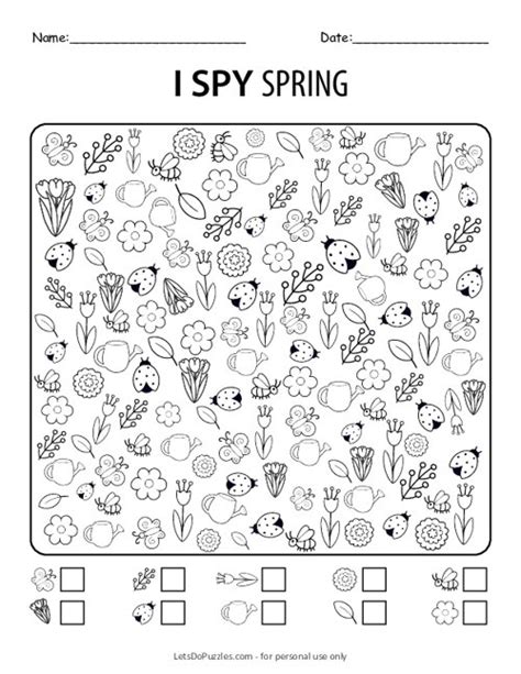 Free Printable I Spy Spring Activity For Kids