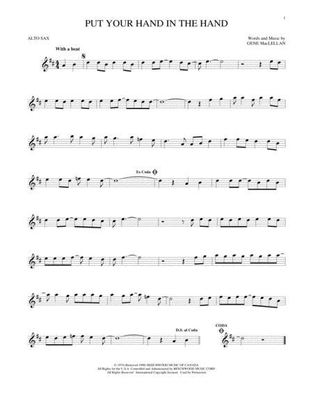 Put Your Hand In The Hand By Ocean Digital Sheet Music For Alto Sax