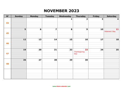 Printable Calendar Nov 2023 Calendar 2023