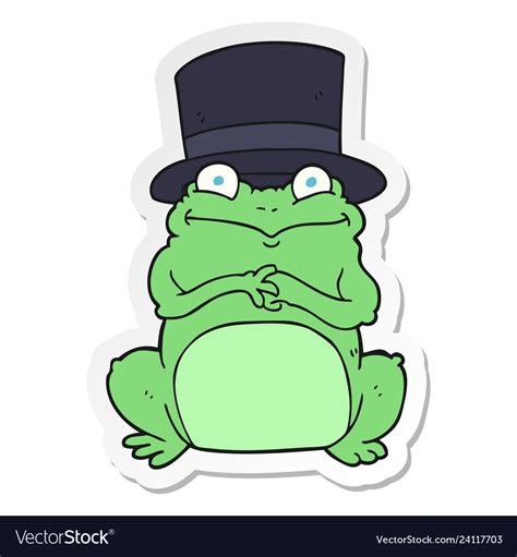 Sticker Of A Cartoon Frog In Top Hat Royalty Free Vector