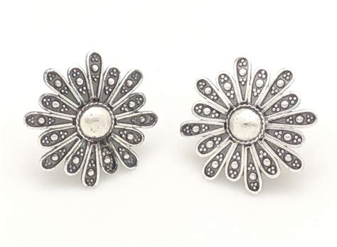 Flower Power Silver Oxidised Earrings Jewelry Silver T Floral