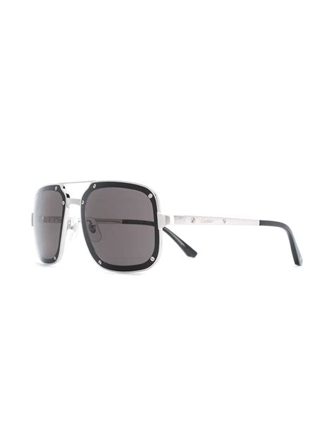 cartier eyewear santos de cartier square frame sunglasses farfetch