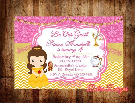Princess Belle Birthday Invitation Princess Party Etsy Birthday