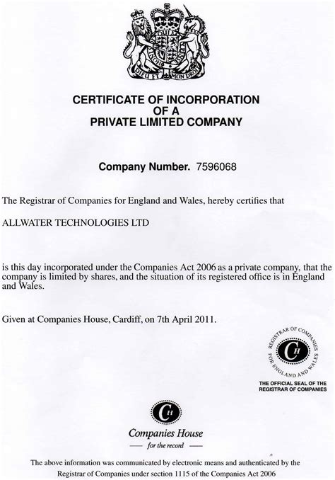 Company Documents Allwater Technologies Ltd South West Uk