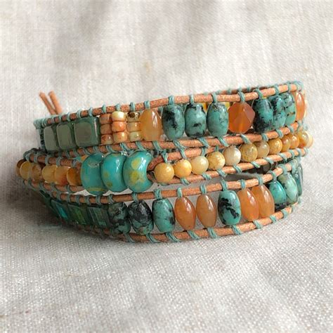 Southwestern Style Silver And Turquoise Beaded Leather Multi Etsy