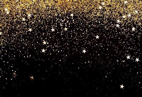Black Gold Shiny Bokeh Stars Glitter Party Backdrop For Birthday