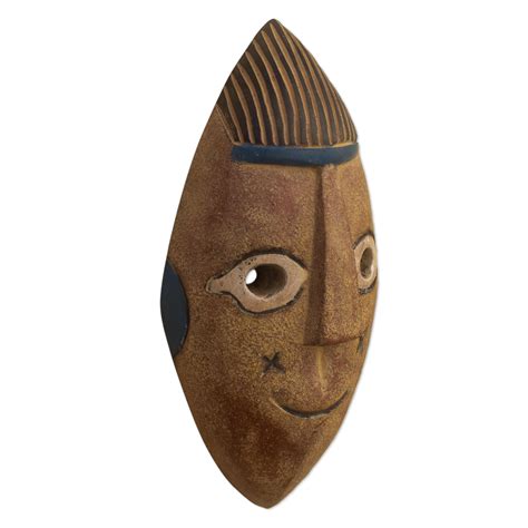Hand Carved African Sese Wood Mask Loo Novica