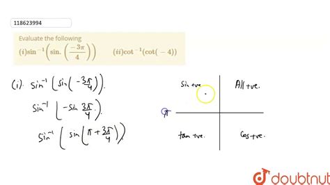 You need to learn your unit circle. Evaluate the following `(i) sin^(-1)( sin.( (-3pi)/4 ...