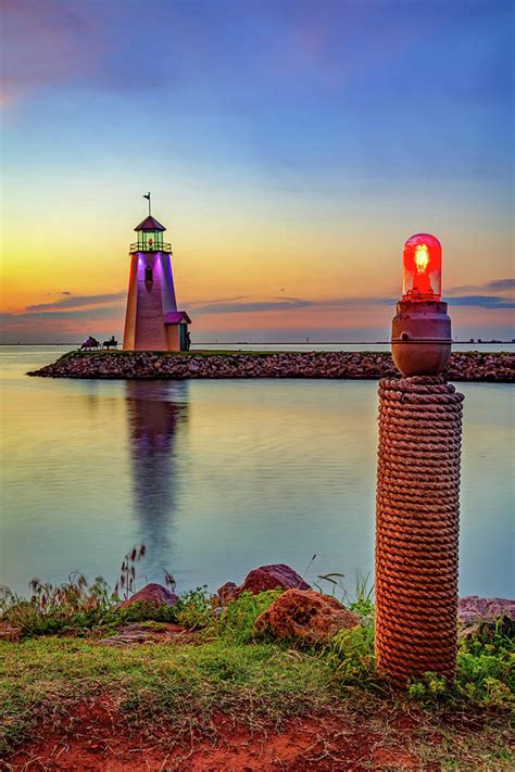 Sunset At The Lake Hefner Lighthouse In Oklahoma City Photograph By