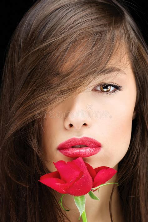 Woman And Red Rose Stock Photo Image Of Flower Skin 30580838