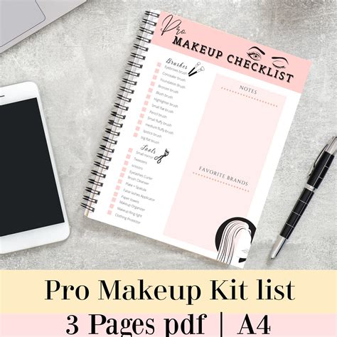 Makeup Checklist Makeup Artist Checklist Makeup Kit Etsy