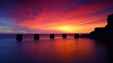 Wallpaper Sunset Sea Bay Nature Reflection Sky Clouds Sunrise