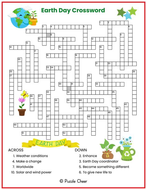 Earth Day Crossword Puzzle Puzzle Cheer