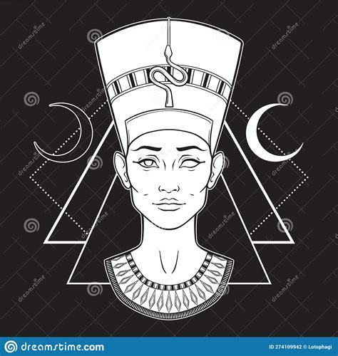 nefertiti ancient egyptian queen in gothic style hand drawn vector illustration stock vector