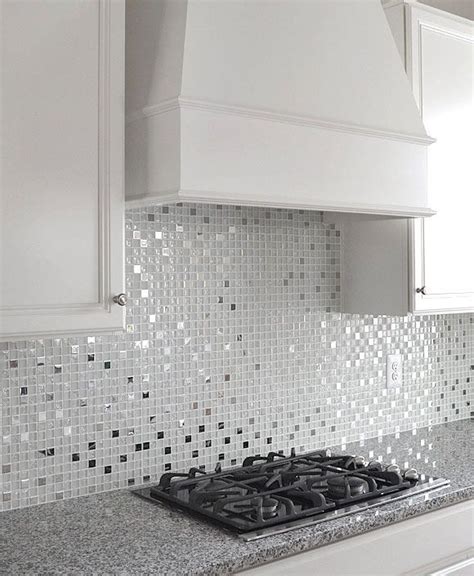 5 White Glass And Metal Backsplash Tile Luna Pearl Granite Countertop