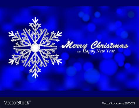 Merry Christmas Blue Background With Silver Vector Image