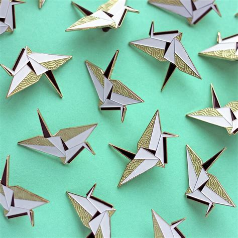 Origami Crane Enamel Pin Origaminals Paper Art Etsy