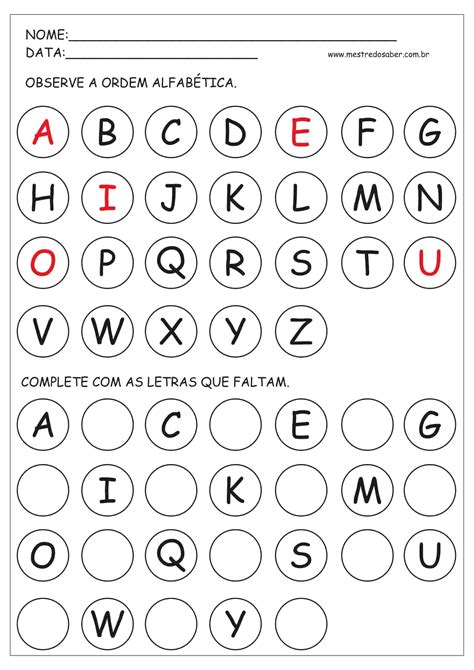 Atividade alfabeto educação infantil Atividades com o alfabeto Atividades de linguagem