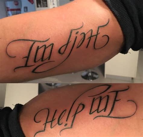 Im Fine Save Me Tattoo 10 Coolest Ambigram Tattoos Oddee