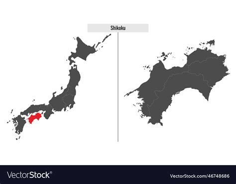 Map Of Shikoku Region Japan Royalty Free Vector Image
